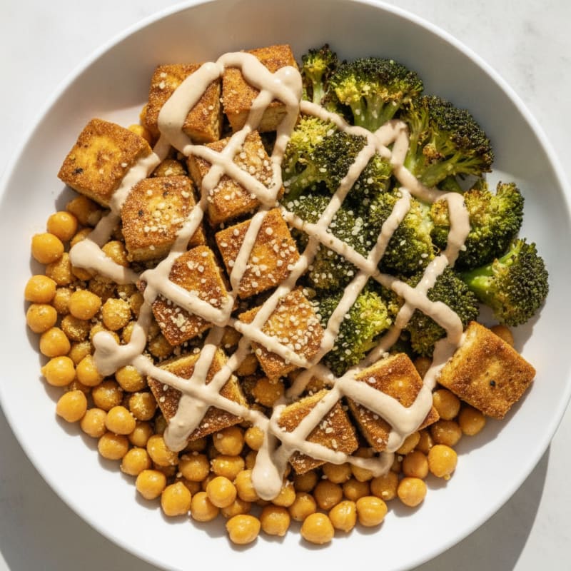 Roasted Vegetable Buddha Bowl with Tahini Dressing