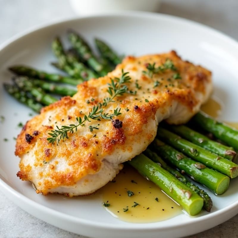 Crispy Lemon-Herb Chicken with Roasted Asparagus