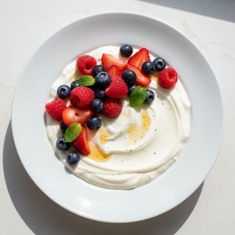 Creamy Greek Yogurt Protein Pudding with Mixed Berries