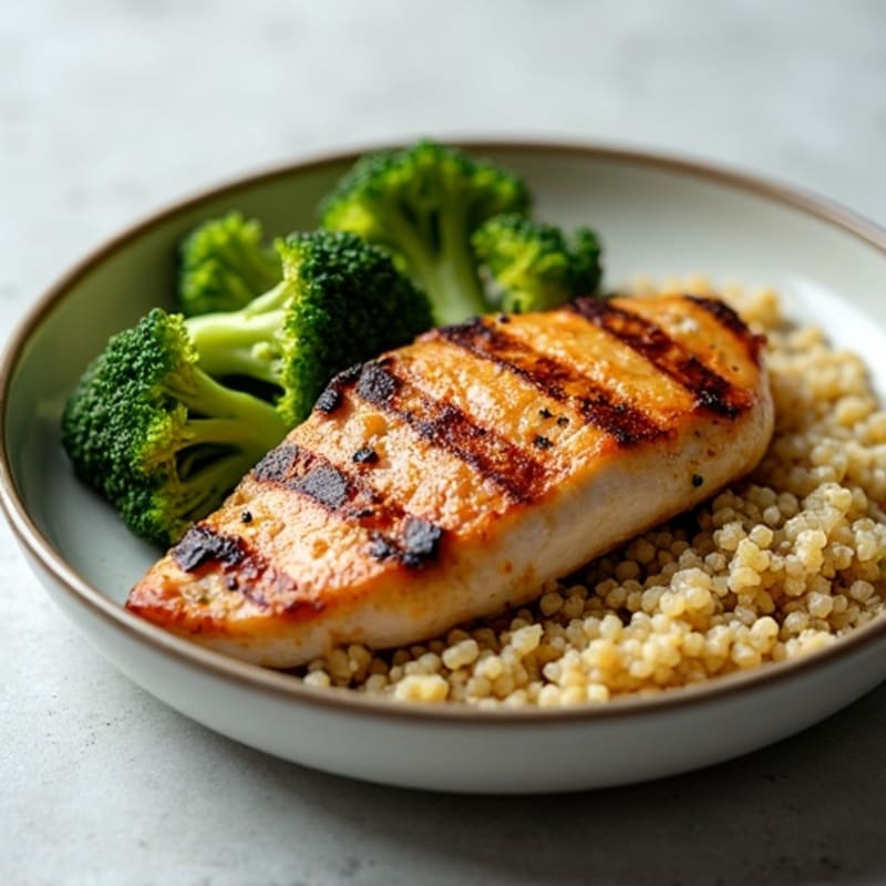 Grilled Chicken Breast with Roasted Broccoli and Quinoa