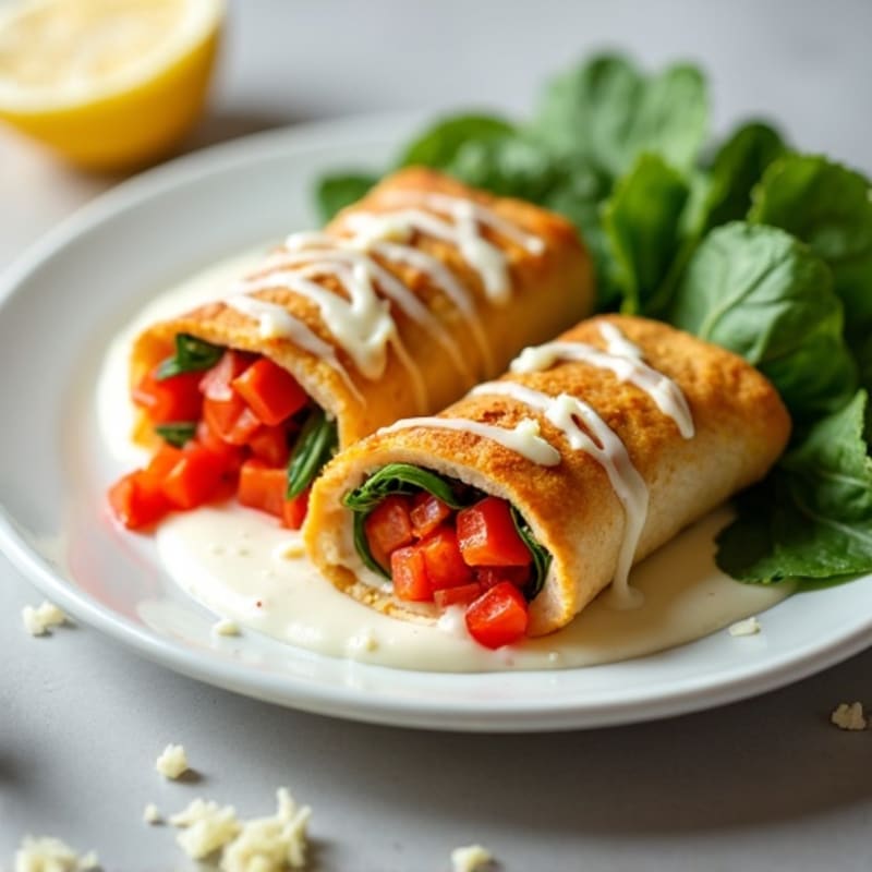 Baked Spicy Chicken Roll-Ups with Creamy Sauce