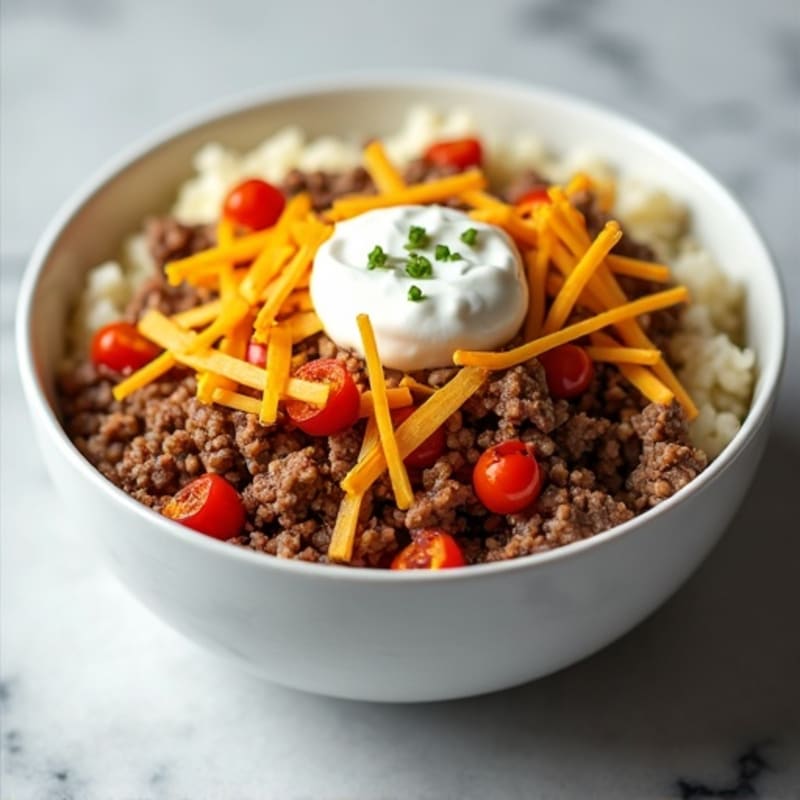 Seasoned Ground Beef and Cheese Bowl with Special Sauce