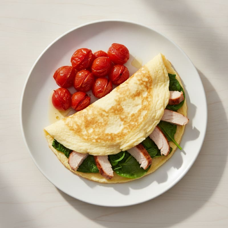 Egg White Spinach Omelet with Grilled Turkey Breast