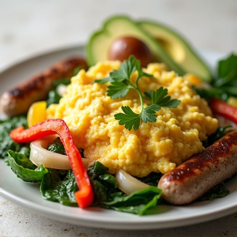 Egg White and Turkey Sausage Veggie Scramble