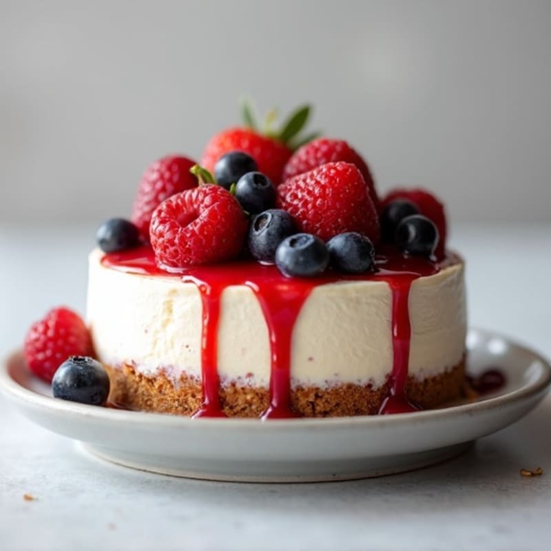 Greek Yogurt Protein Cheesecake with Mixed Berries