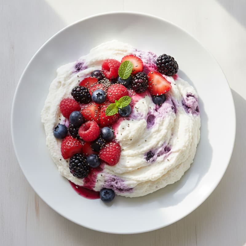 Greek Yogurt Protein Mousse with Mixed Berries