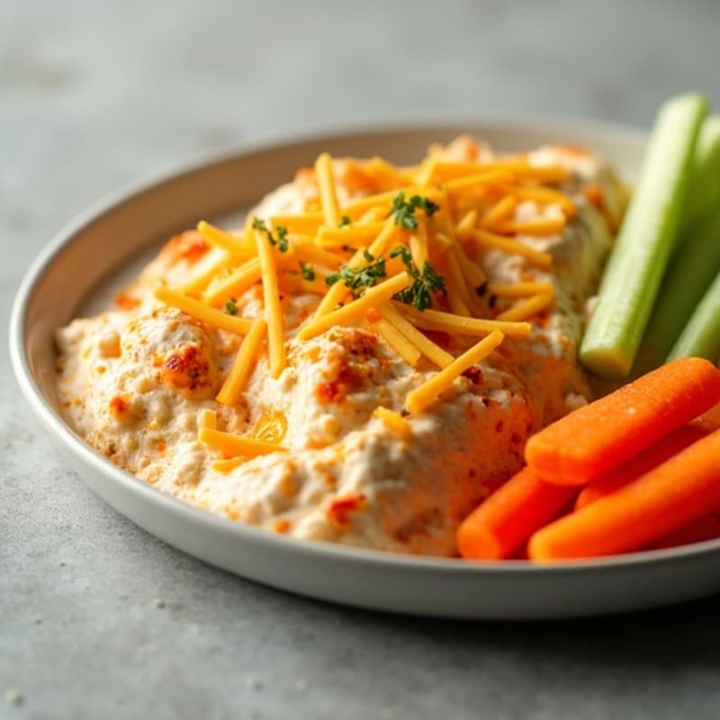 Creamy Baked Buffalo Chicken Dip with Crisp Veggies