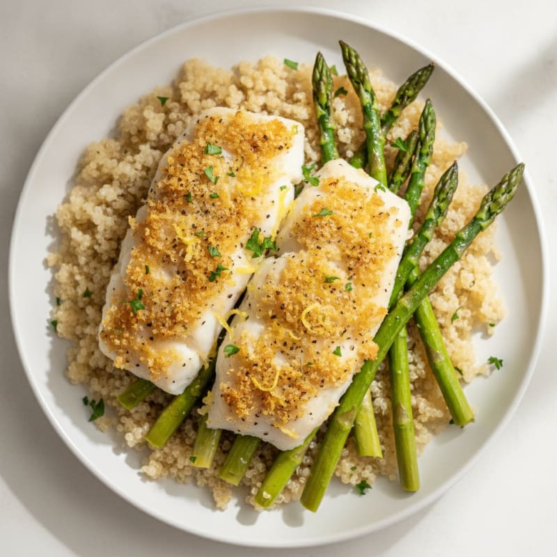 Lemon Herb Baked Cod with Asparagus