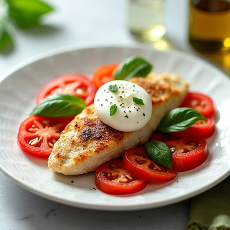 Pan-Seared Chicken with Fresh Tomato, Basil, and Creamy Mozzarella