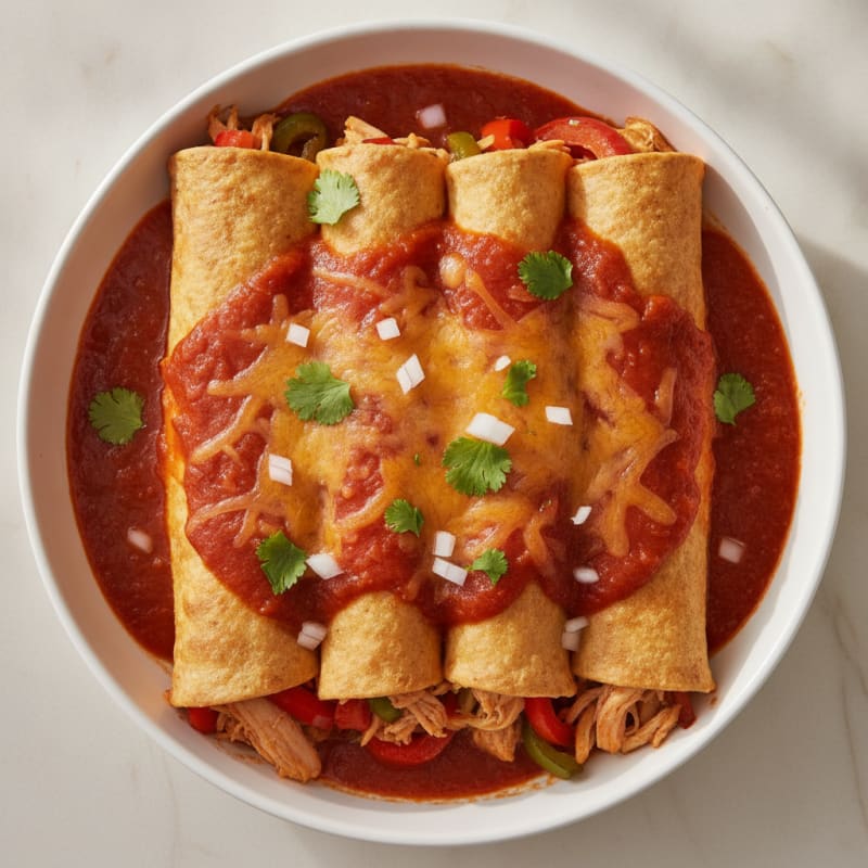 Chicken Enchiladas with Red Chili Sauce