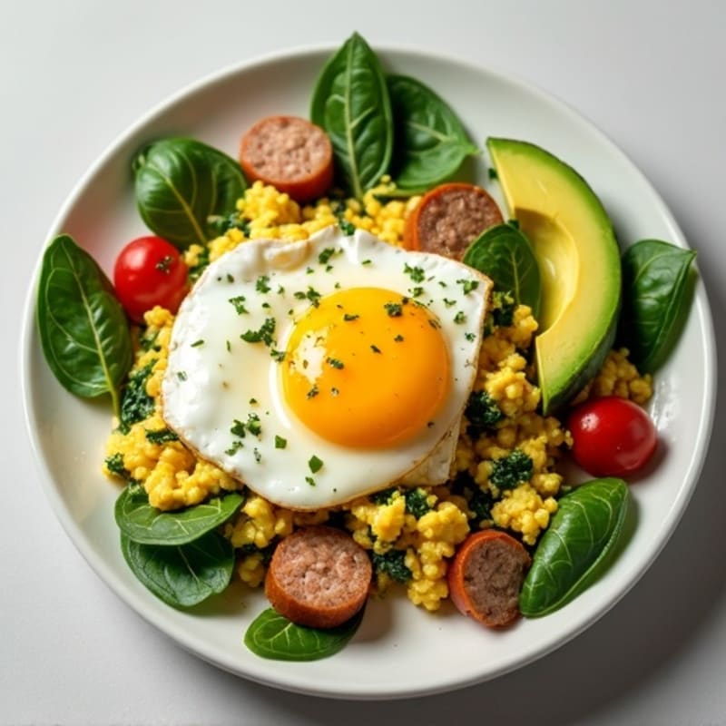 Egg White Scramble with Spinach and Turkey Sausage