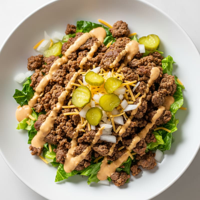 Crispy Ground Beef Big Mac Bowl