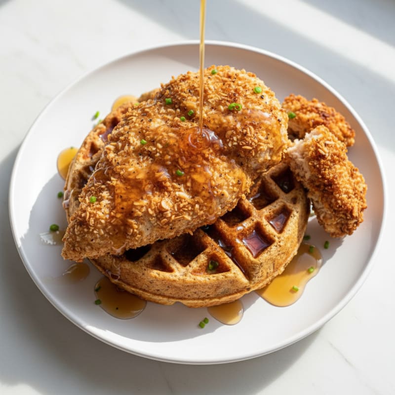 Golden Crispy Chicken and Waffles