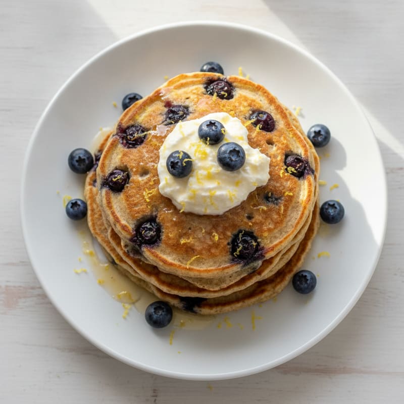 Blueberry Ricotta Pancakes with Lemon Zest