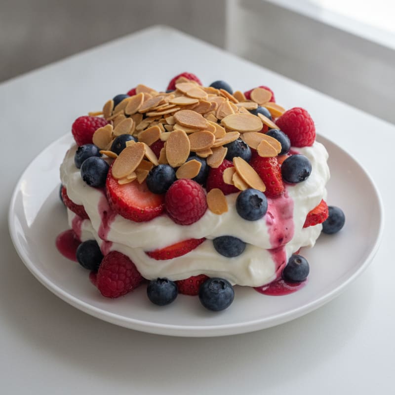 Greek Yogurt Protein Parfait with Mixed Berries and Almonds