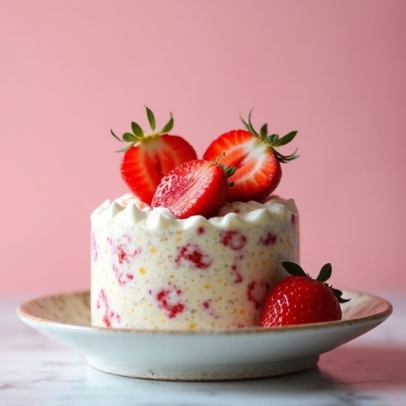 High-Protein Creamy Strawberry Shortcake Overnight Oats