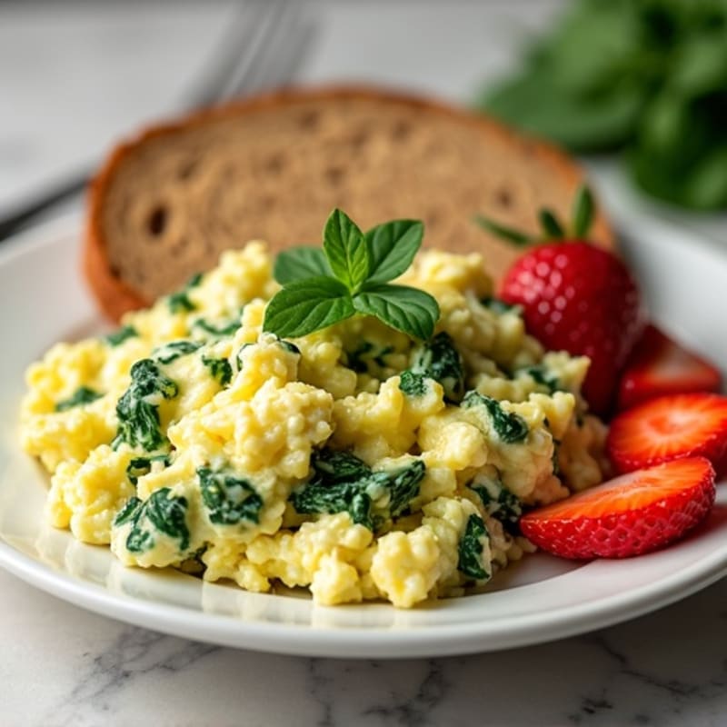 Egg White and Spinach Scramble with Cottage Cheese
