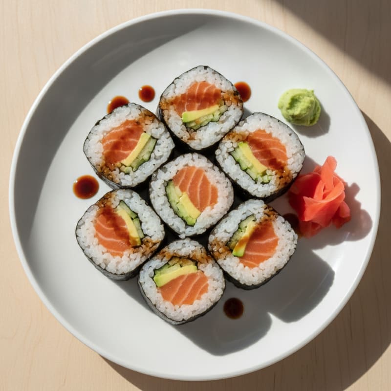 Fresh Salmon & Avocado Sushi Rolls