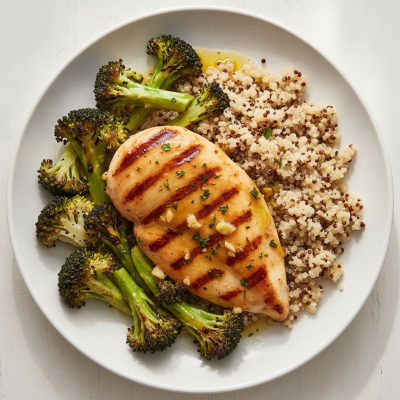Grilled Chicken Breast with Roasted Broccoli and Quinoa