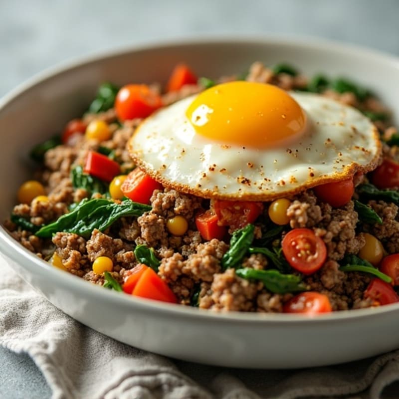 Beef and Spinach Egg White Scramble