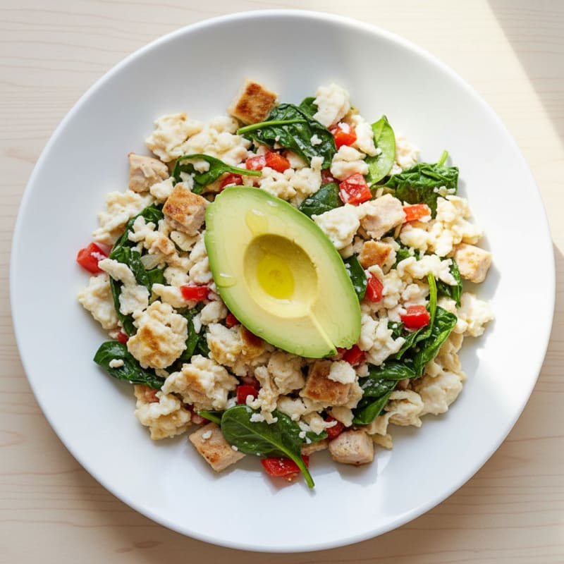 Egg White Veggie Scramble with Turkey Breast