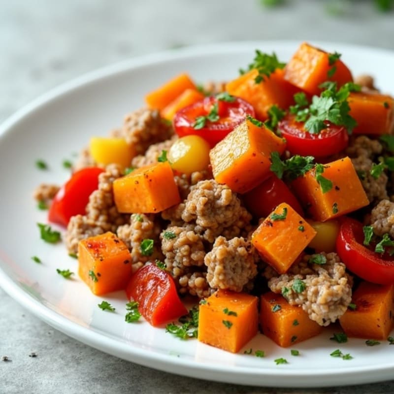 Herb-Roasted Ground Turkey and Sweet Potato Hash