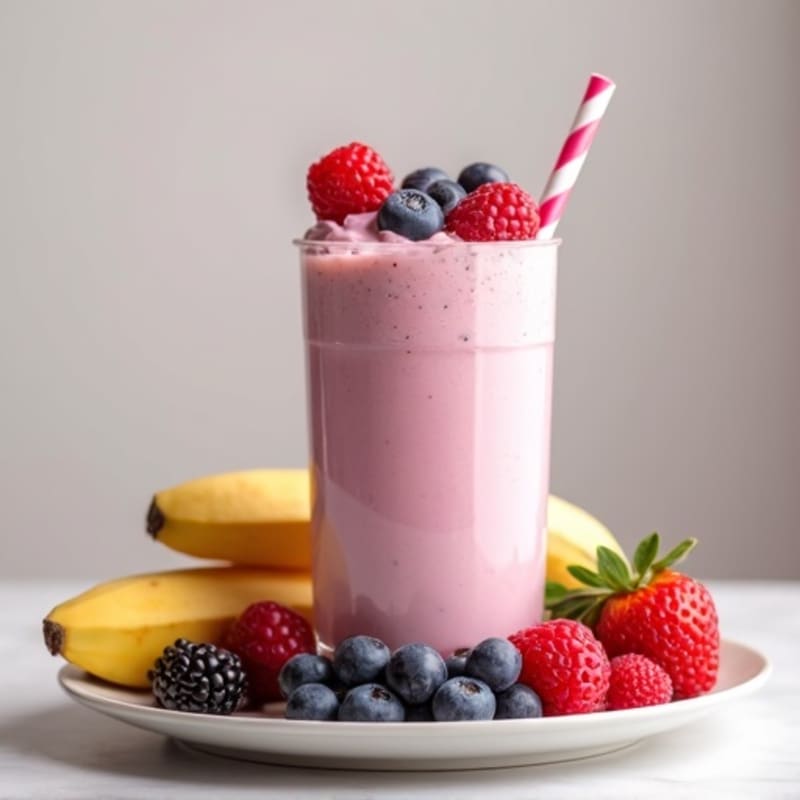 Creamy Protein Banana Shake with Mixed Berries