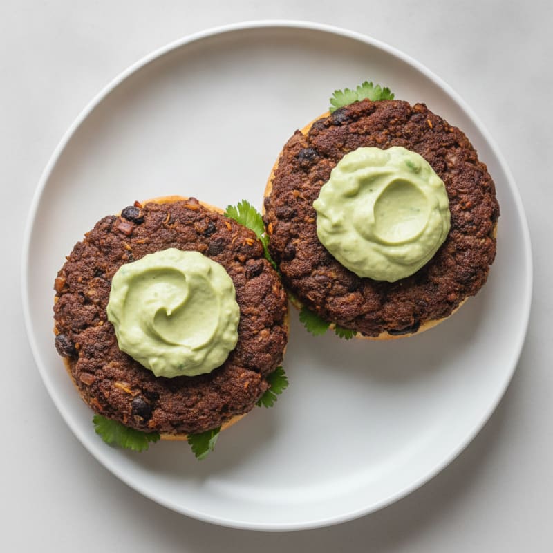 Spiced Black Bean Burgers with Avocado Crema