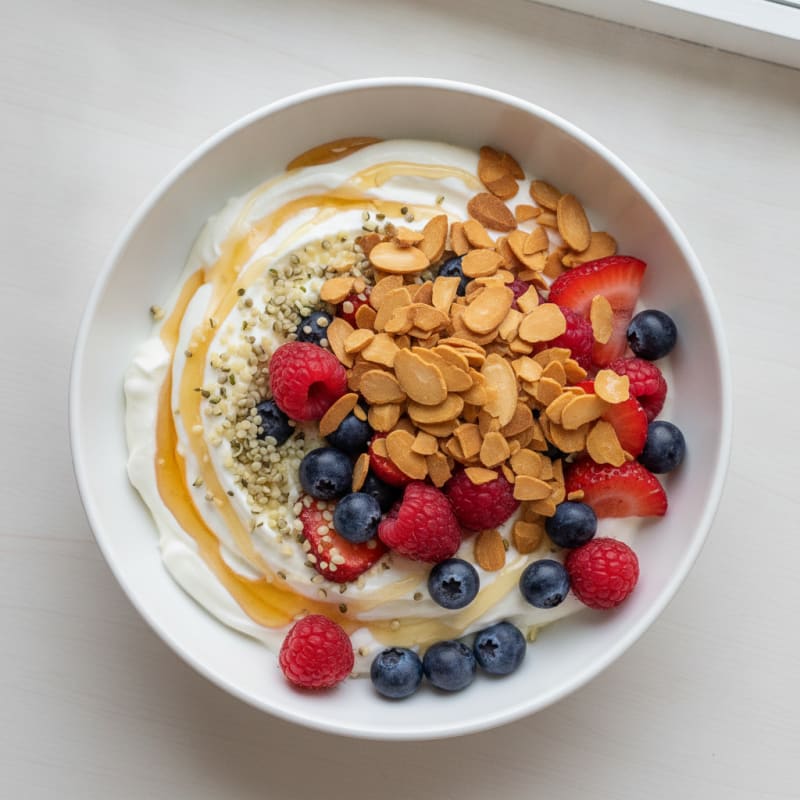 Creamy Greek Yogurt Bowl with Mixed Berries and Toasted Almonds