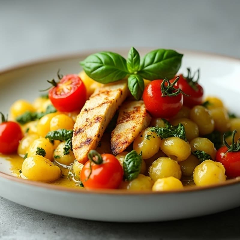 Pillowy Gnocchi with Fresh Basil Pesto and Roasted Cherry Tomatoes
