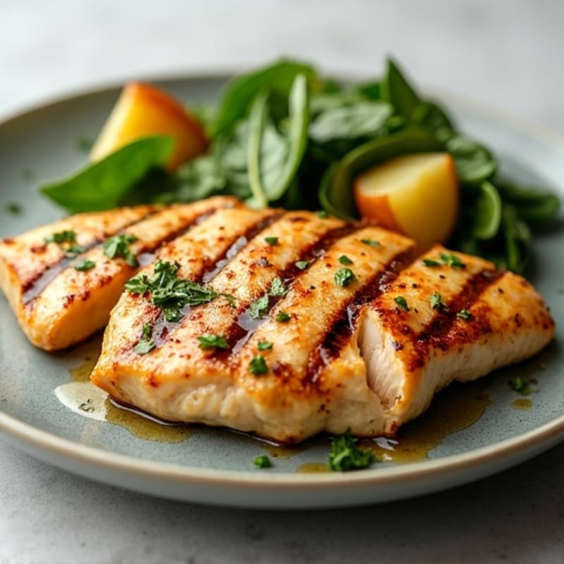 Grilled Chicken Breast with Roasted Potato and Spinach Salad