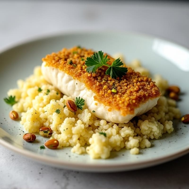 Crispy Pistachio-Crusted Cod with Citrus Cauliflower Rice