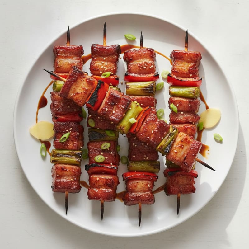 Spicy Gochujang Pork Belly Skewers