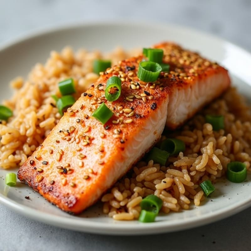 Crispy Sesame-Crusted Salmon with Ginger Rice