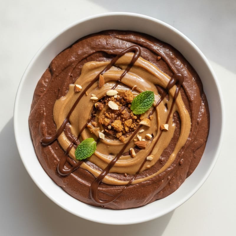 Chocolate Protein Pudding with Almond Butter Swirl
