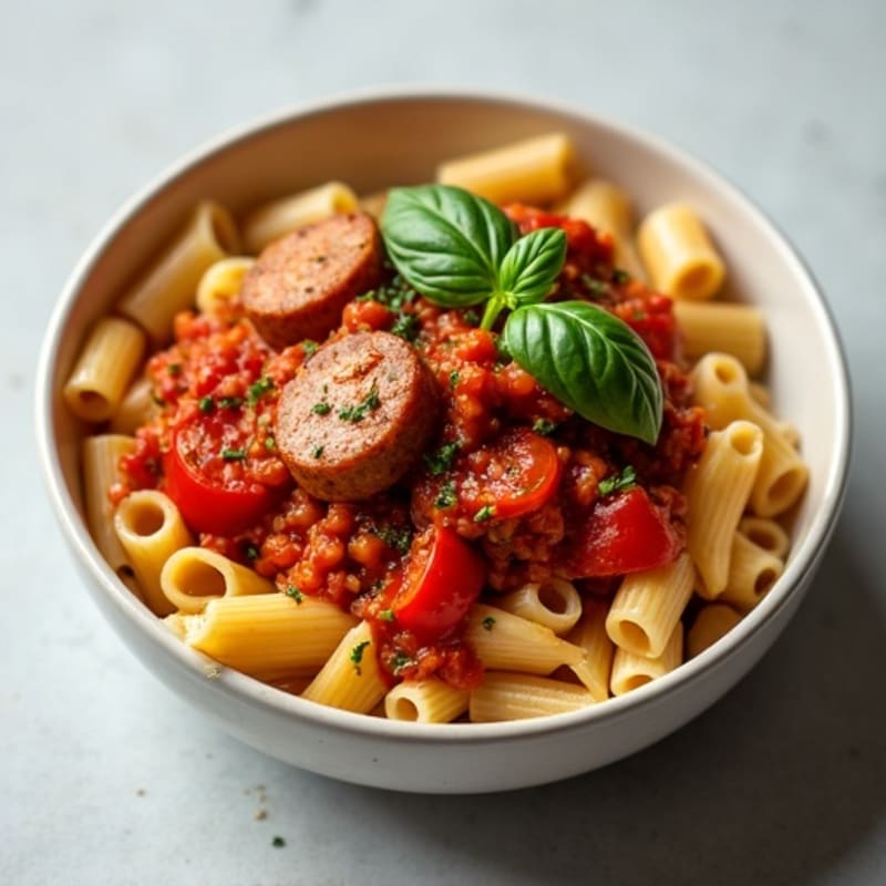 Hearty Lean Sausage Ragu with Whole Wheat Pasta