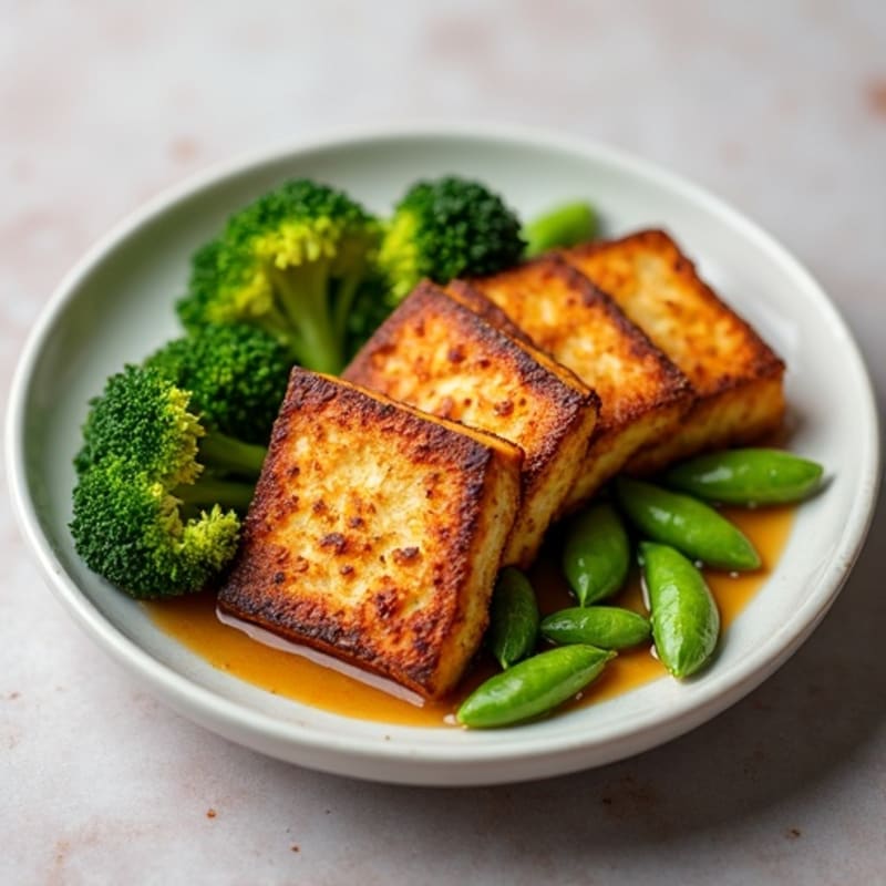 Crispy Baked Tofu with Roasted Broccoli and Peanut Sauce