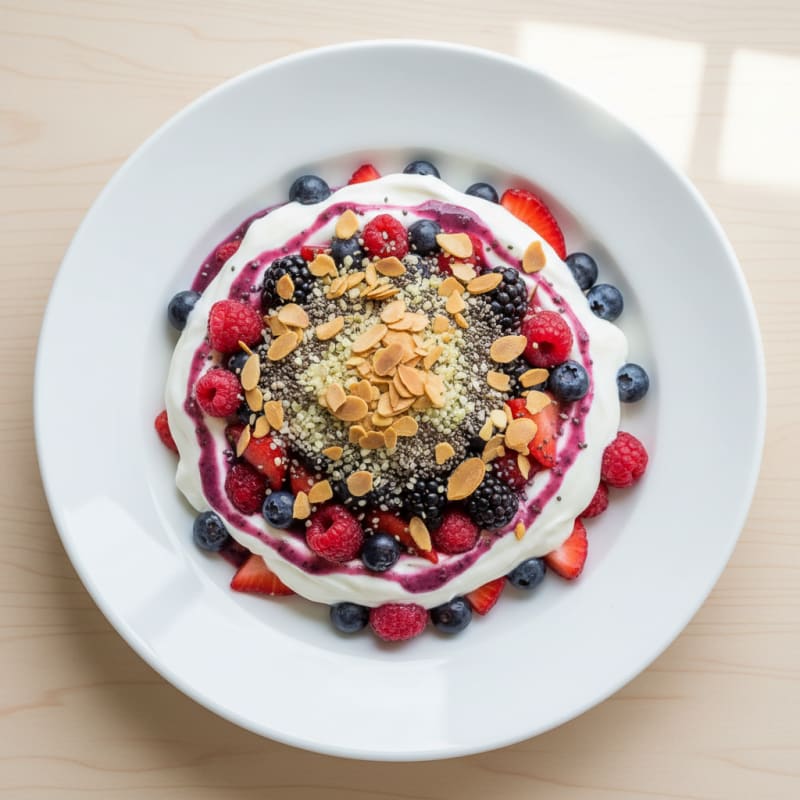 Greek Yogurt Protein Parfait with Mixed Berries