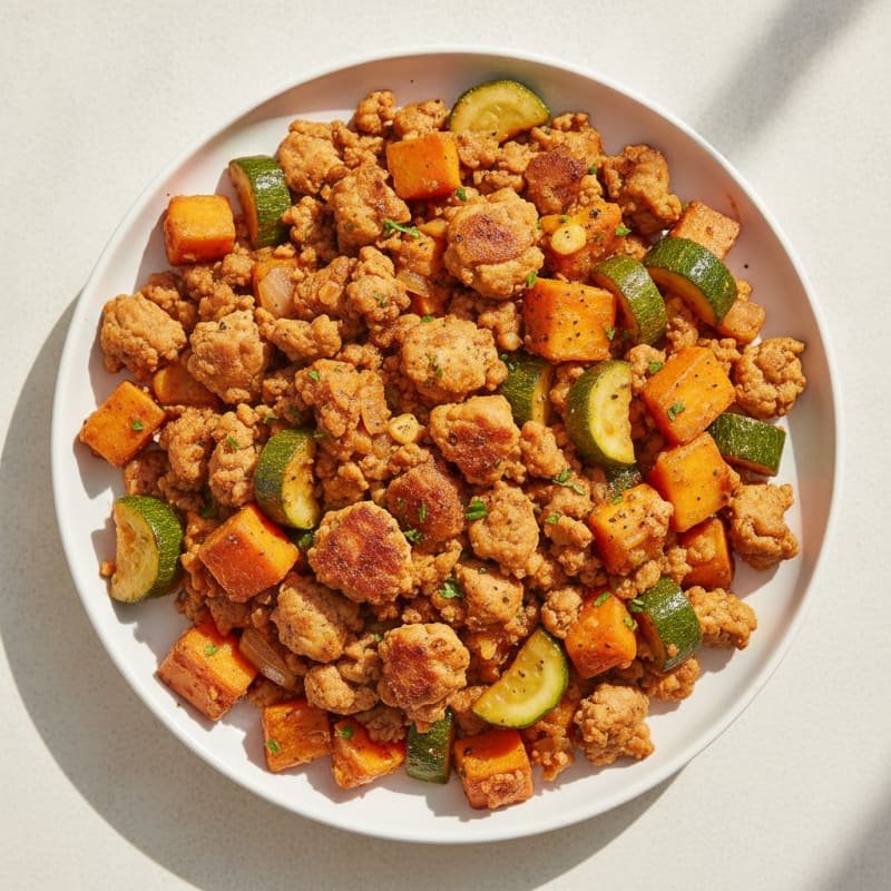 Ground Turkey Sweet Potato Zucchini Skillet