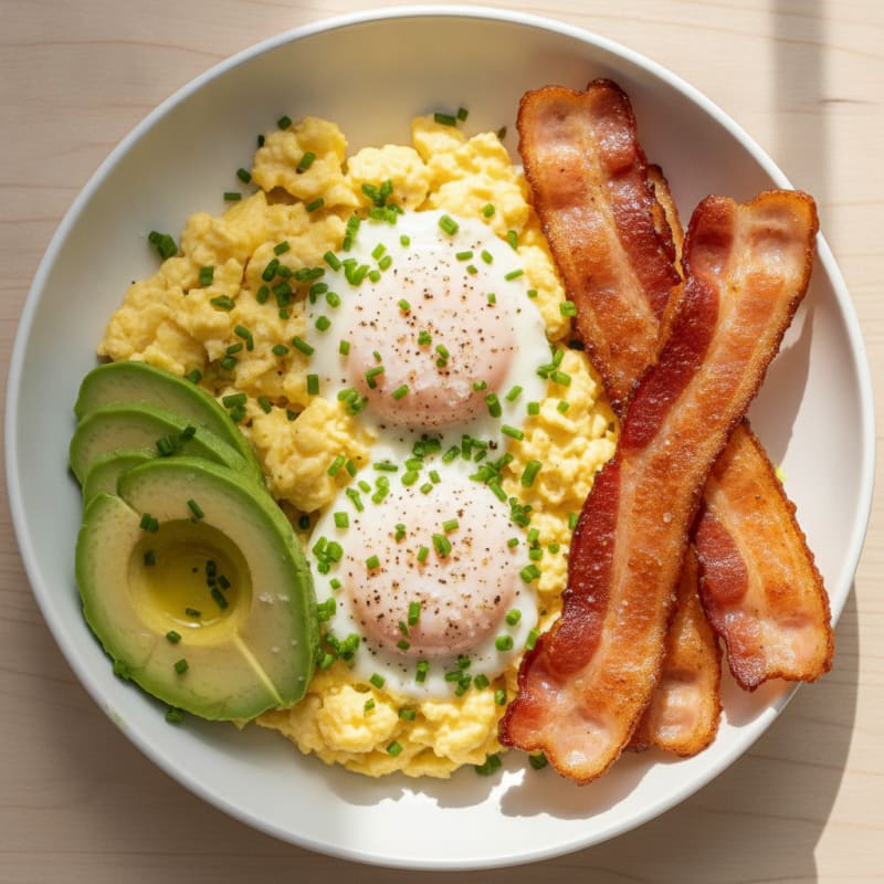 Eggs with Turkey Bacon and Avocado