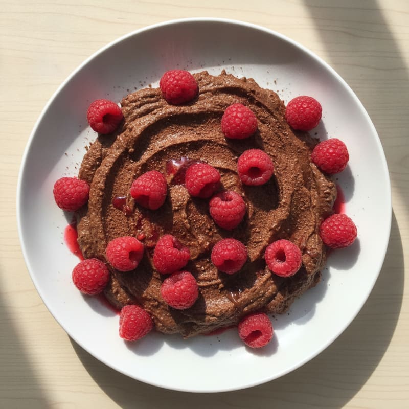 Creamy Tofu Chocolate Protein Pudding with Fresh Berries