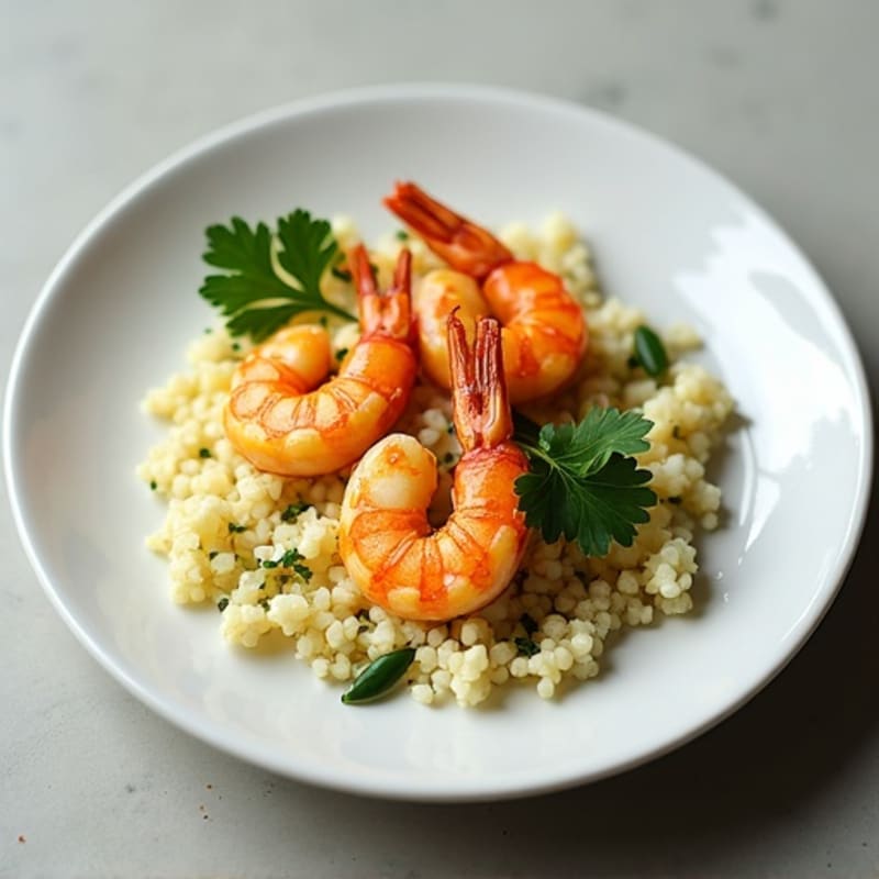 Garlic-Lemon Seared Prawns with Herb Cauliflower Rice