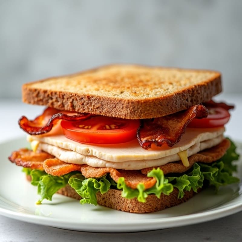 Healthy Turkey Club Sandwich with Crispy Bacon