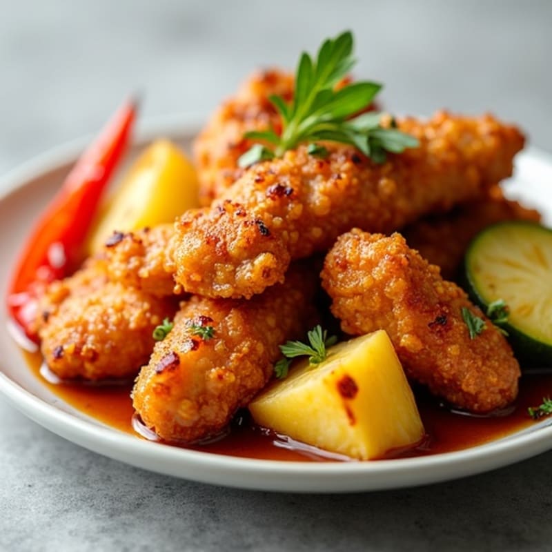 Crispy Sweet and Sour Chicken with Roasted Vegetables