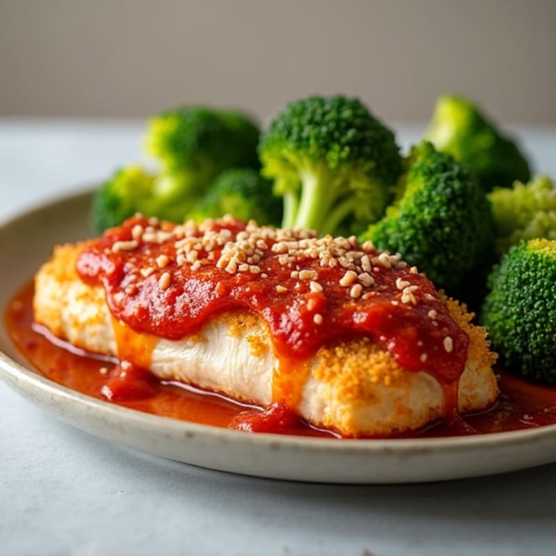 Crispy Baked Chicken Parmesan with Roasted Broccoli