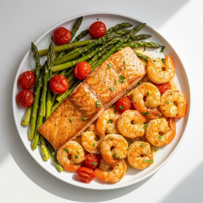 Golden Pan-Seared Salmon with Zesty Shrimp