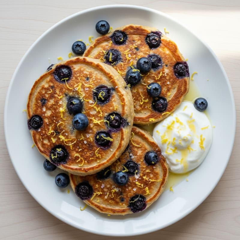 Blueberry Ricotta Pancakes with Lemon Zest