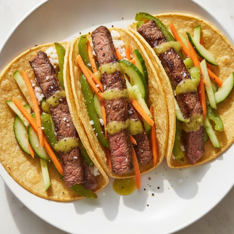 Pan-Seared Steak and Pepper Tacos