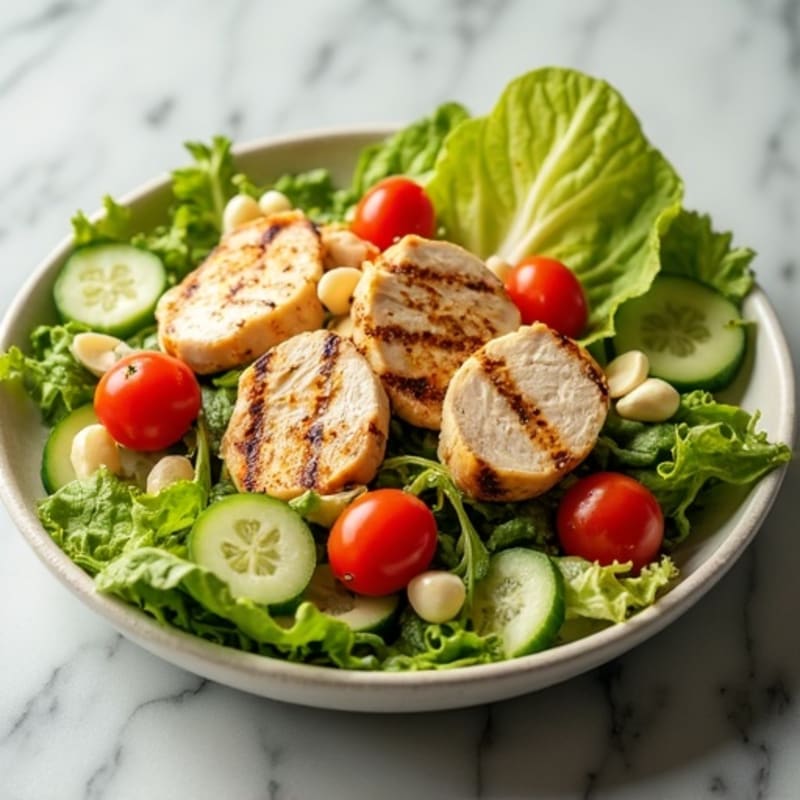 Grilled Chicken Crisp Romaine Salad with Creamy Lemon-Garlic Dressing
