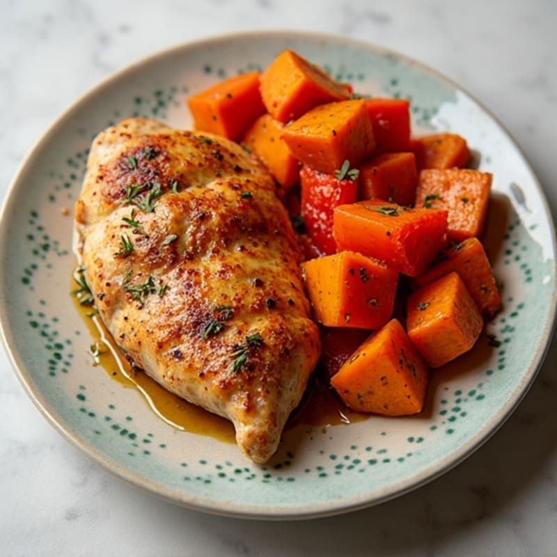 Sheet Pan Roasted Chicken and Spiced Sweet Potatoes